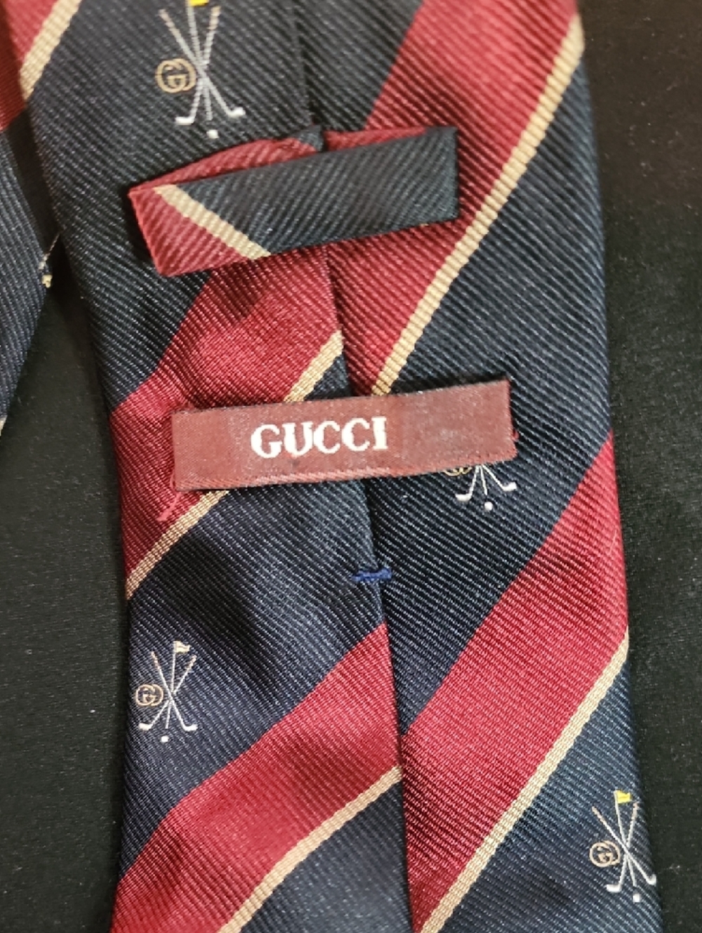 Gucci Navy, Burgundy and Gold VINTAGE Tie - Picture 2 of 13